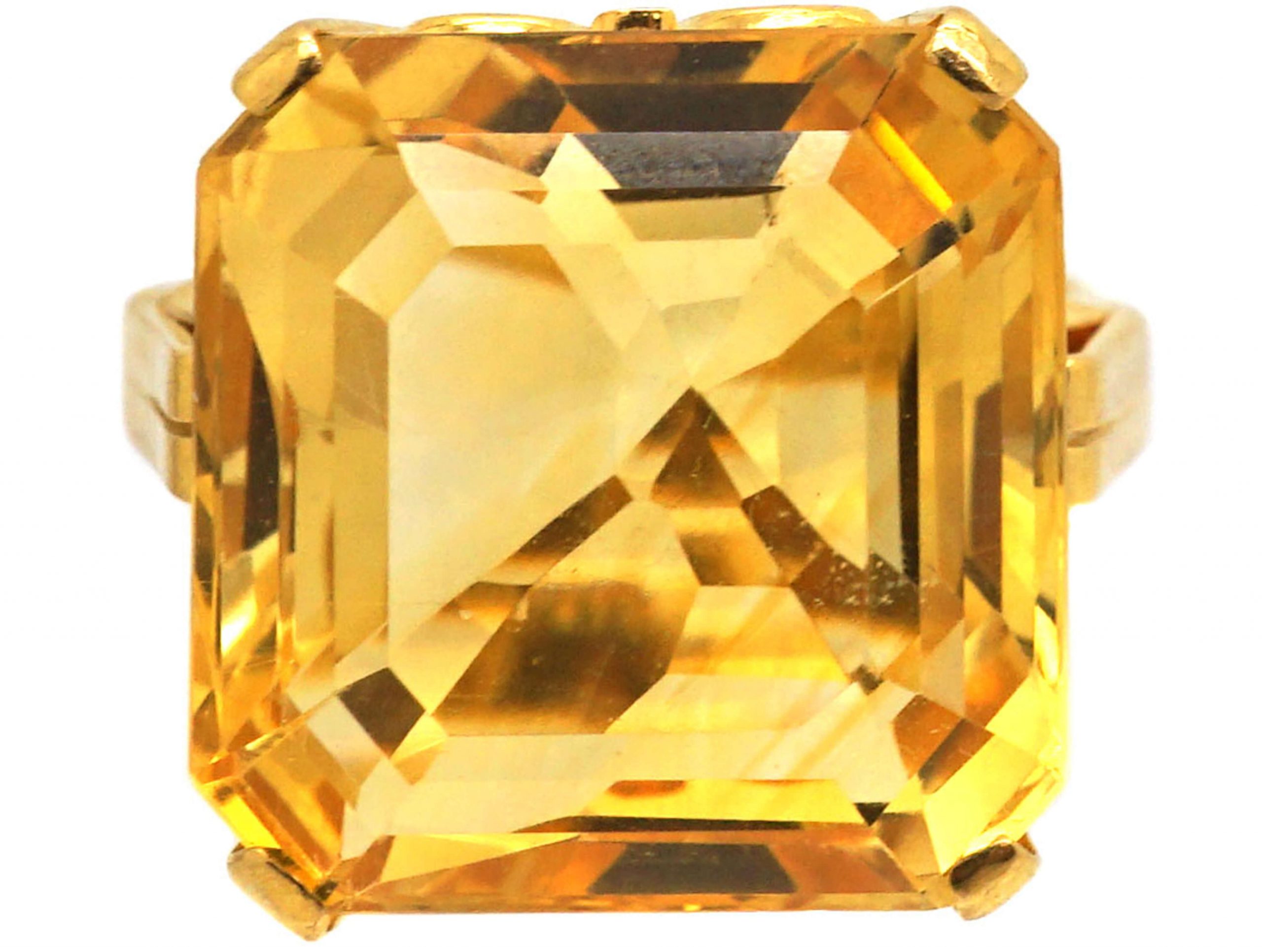 Retro 18ct Gold & Ring set with a Large Emerald Cut Citrine (847T ...