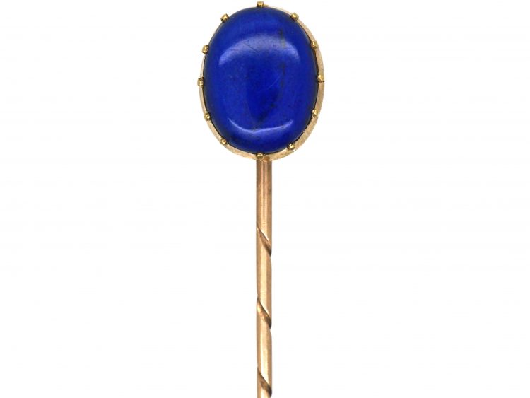 Edwardian 15ct Gold Tie Pin set with Lapis Lazuli