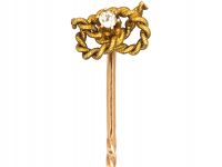 Edwardian 15ct Gold Lover's Knot Tie Pin set with a Diamond