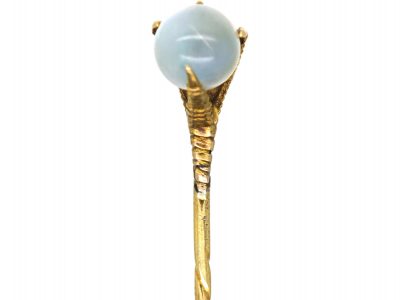 Victorian 15ct Gold Tie Pin of a Claw Holding a Moonstone Globe