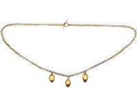 Georgian 15ct Gold Necklace with Three Pear Shaped Garnet & Citrine Drops