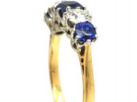 Early 20th Century 18ct Gold & Platinum, Sapphire & Diamond Five Stone Ring