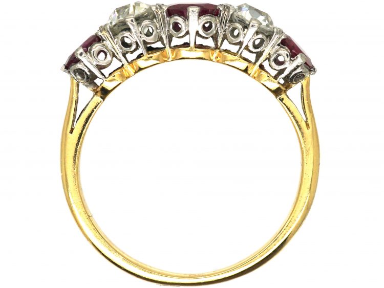 Early 20th Century Ruby & Diamond Five Stone Ring