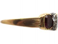 Georgian 18ct Gold & Silver Three Stone Ruby Ring with Diamonds In Between