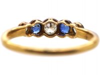 Early 20th Century 18ct Gold & Platinum, Sapphire & Diamond Five Stone Ring