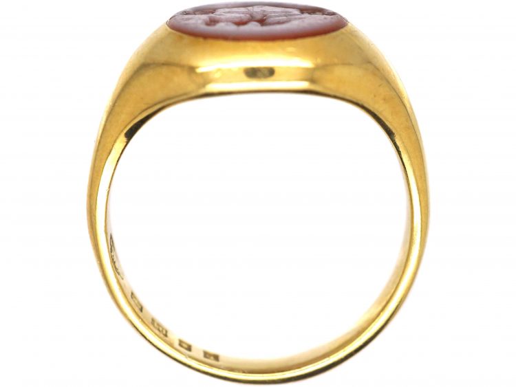 Early 20th Century 18ct Gold Signet Ring with Carnelian Intaglio of an Eagle