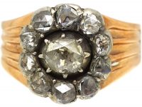 Georgian 9ct Gold & Silver, Rose Diamond Cluster Ring