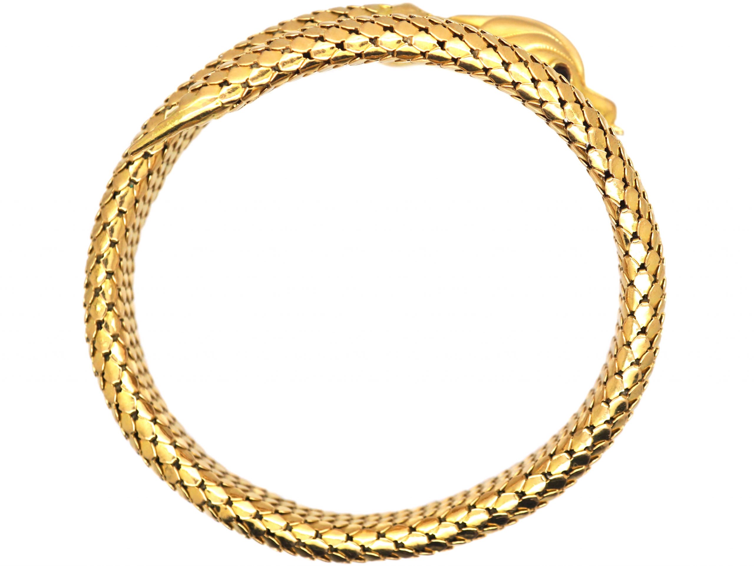 18ct Gold Snake Bangle with Eyes (952T) The Antique Jewellery