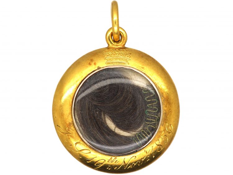 Victorian 18ct Gold, Black Enamel & Pearl Pendant with Locket & Coronet on the Reverse