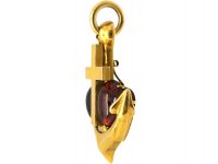 Victorian Faith Hope & Charity 15ct Gold Pendant set with Heart Shaped Garnets