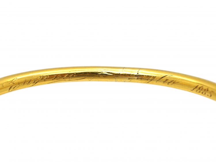 Victorian 18ct Gold Double Snake Bangle set with a Diamond & a Sapphire with Rose Diamond Eyes