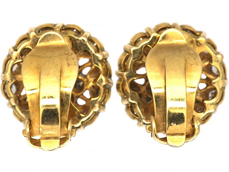 18ct Gold Clip On Diamond Cluster Earrings