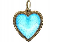 Norwegian Silver & Blue Enamel Heart Pendant by Elvik & Co