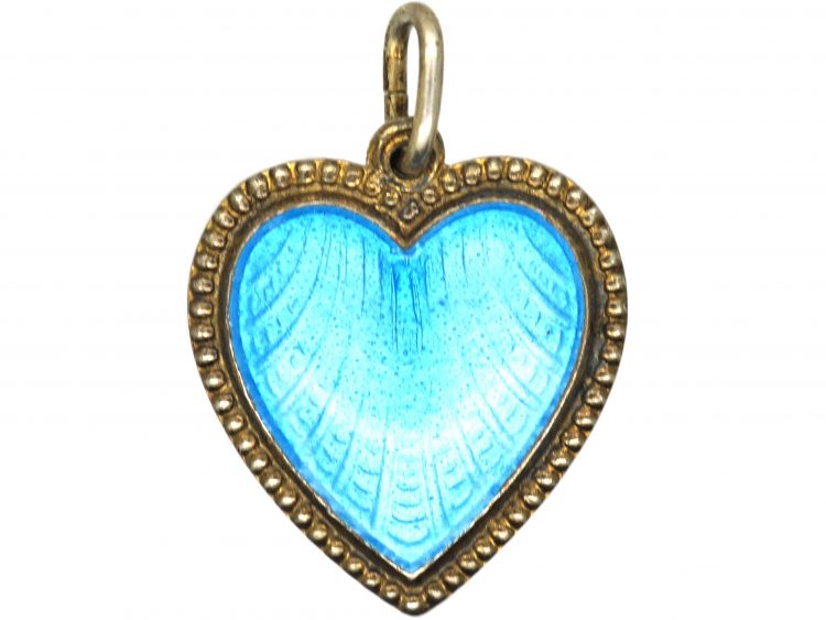 Norwegian Silver & Blue Enamel Heart Pendant by Elvik & Co