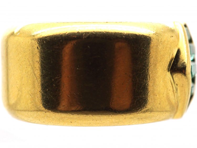 18ct Gold Stylised Buckle Ring set with Emeralds & Diamonds by Mappin & Webb