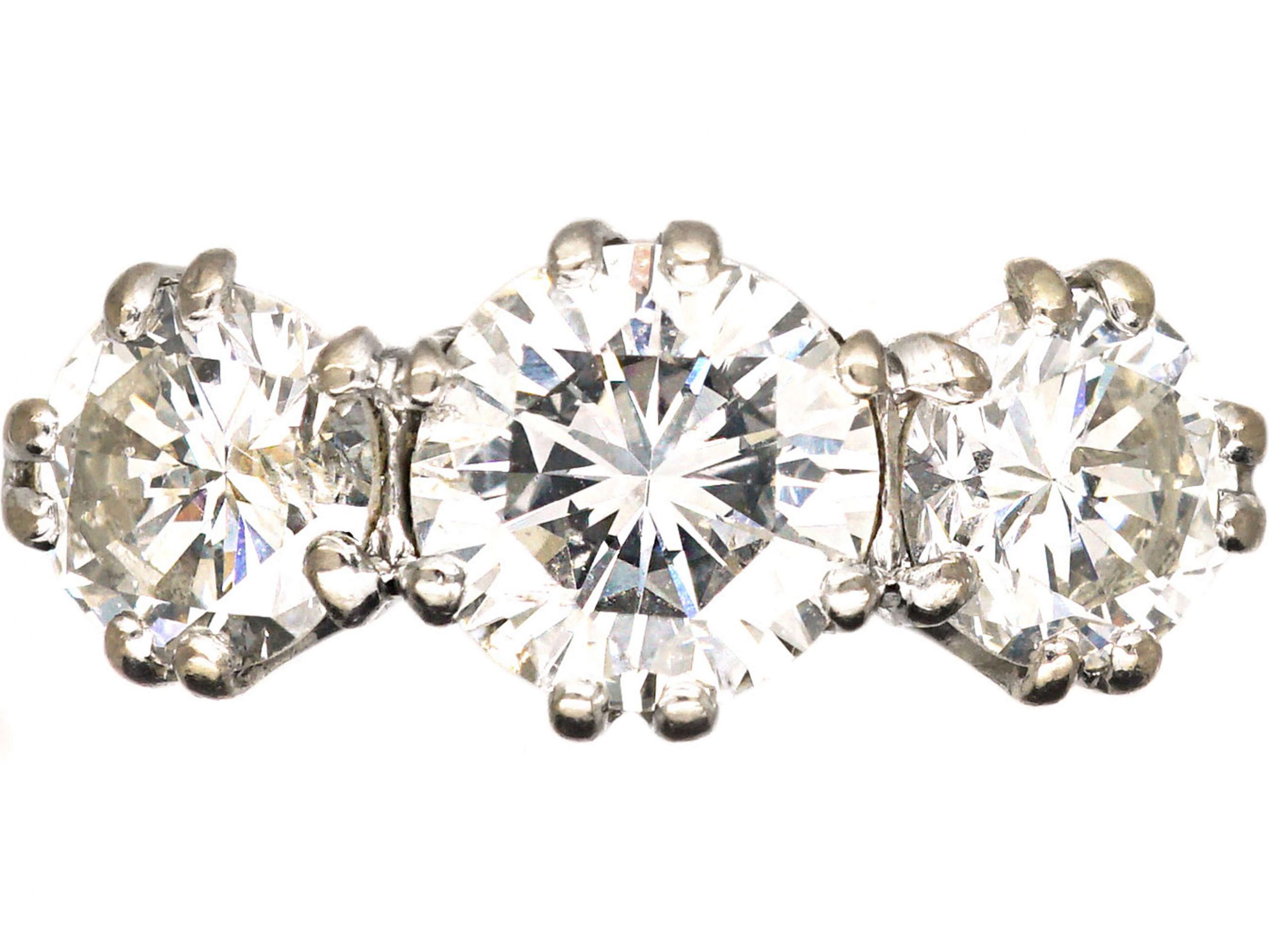 Art Deco 18ct Gold Large Three Stone Diamond Ring (986T) | The Antique ...