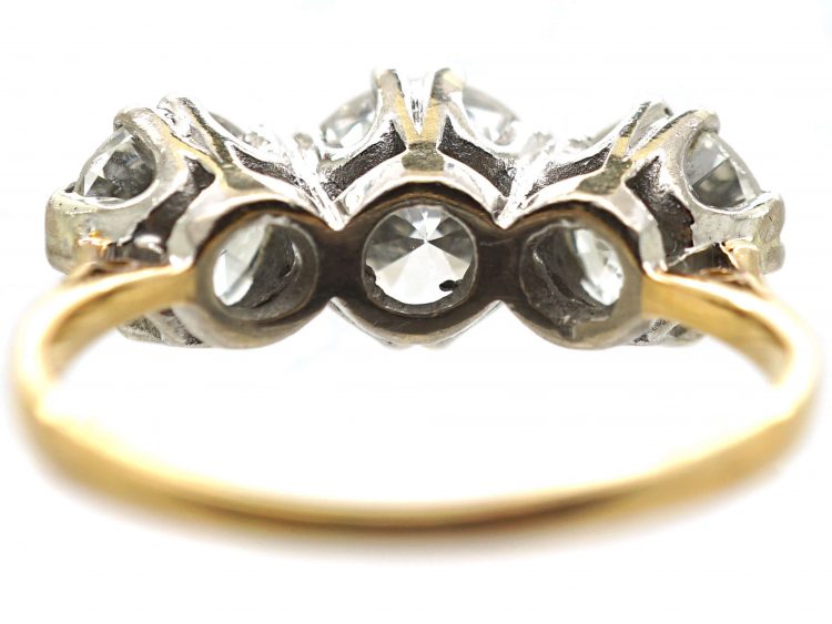 Art Deco 18ct Gold Large Three Stone Diamond Ring