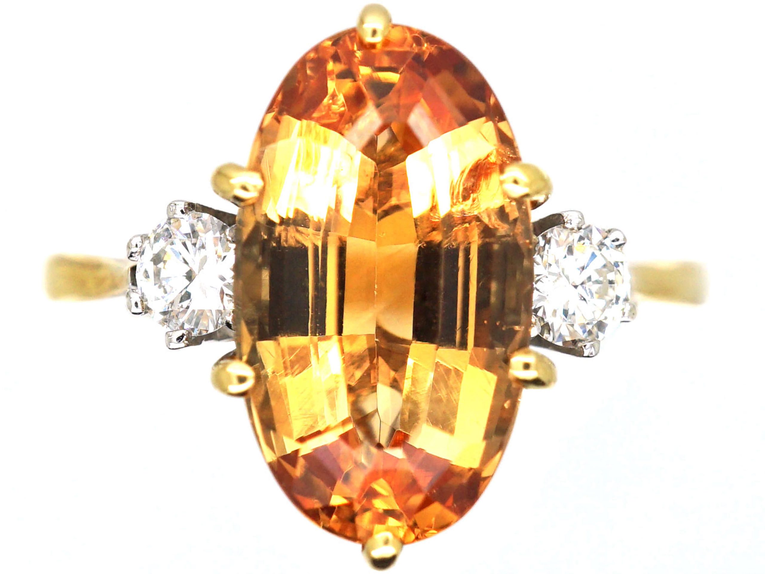 18ct Gold Ring set with a Topaz with Diamond Set Shoulders (966T) | The ...