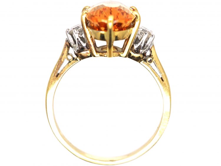 18ct Gold Ring set with a Topaz with Diamond Set Shoulders