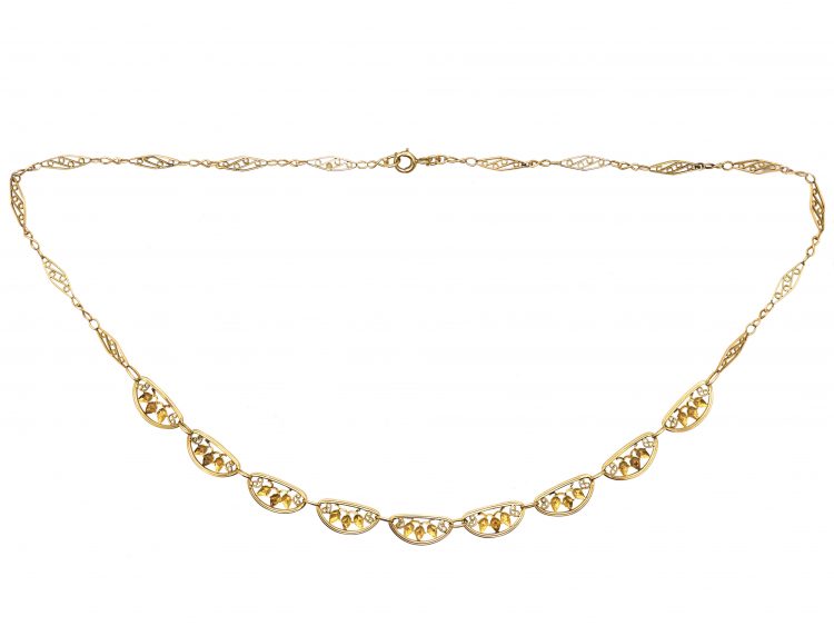 French Art Nouveau 18ct Gold Panel Necklace
