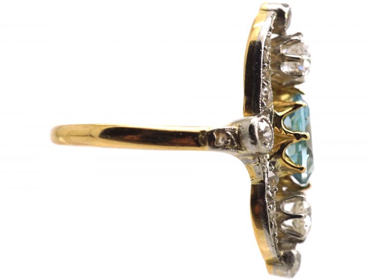 Edwardian 18ct Gold & Platinum, Aquamarine & Diamond Ring