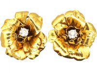 18ct Gold & Diamond Flower Earrings by Cartier, Paris