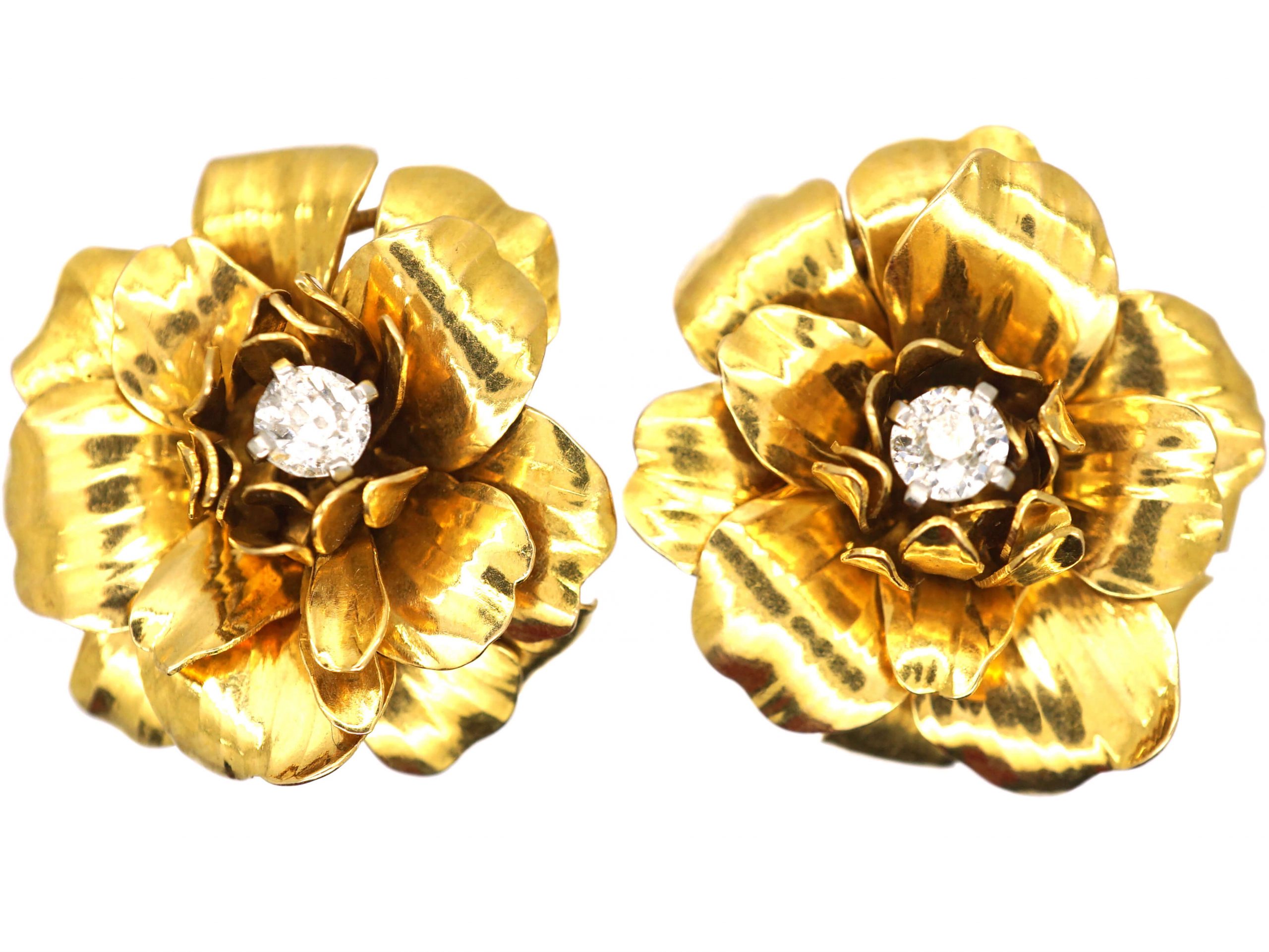 Dazzle Flower Stud Earring 14K Gold | Musemond