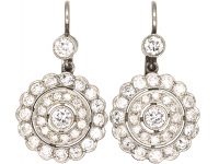18ct White Gold Diamond Cluster Drop Earrings