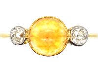 Art Deco 18ct Gold & Platinum, Jelly Opal & Diamond Ring