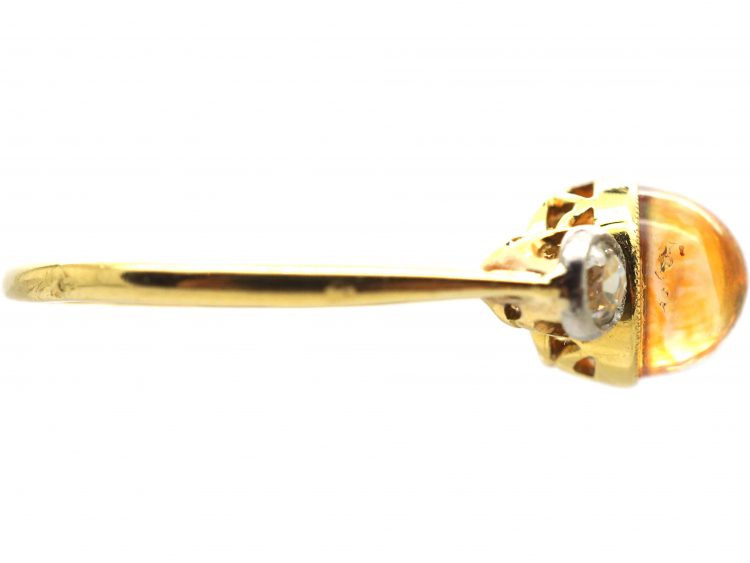 Art Deco 18ct Gold & Platinum, Jelly Opal & Diamond Ring