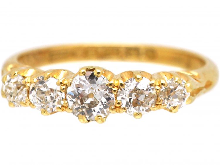 Edwardian 18ct Gold, Five Stone Old European Cut Diamond Ring