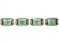 Norwegian Retro Silver & Green & Black Enamel Leaf Motif Bracelet by Aksel Holmsen
