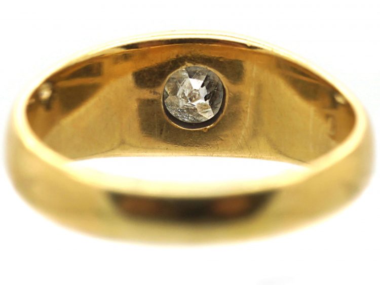 Victorian 18ct Gold Gypsy Ring set with a Large Old Mine Cut Diamond