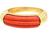 1970s 18ct Gold & Coral Ring by Kutchinsky