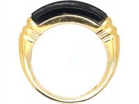 1970s 18ct Gold & Ribbed Onyx Ring by Kutchinsky