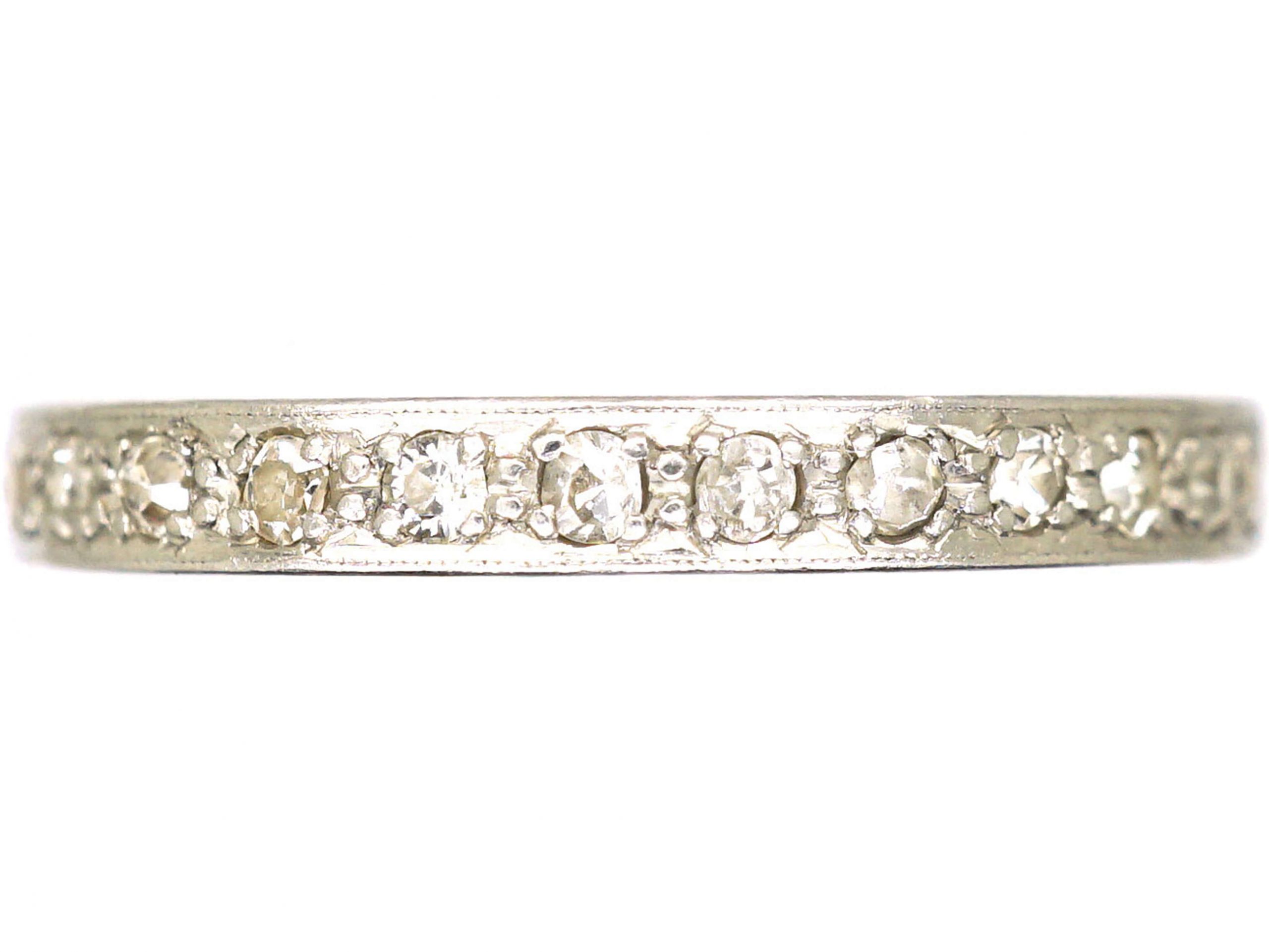 Art Deco 18ct White Gold & Platinum, Diamond Set Half Eternity Ring (5U ...