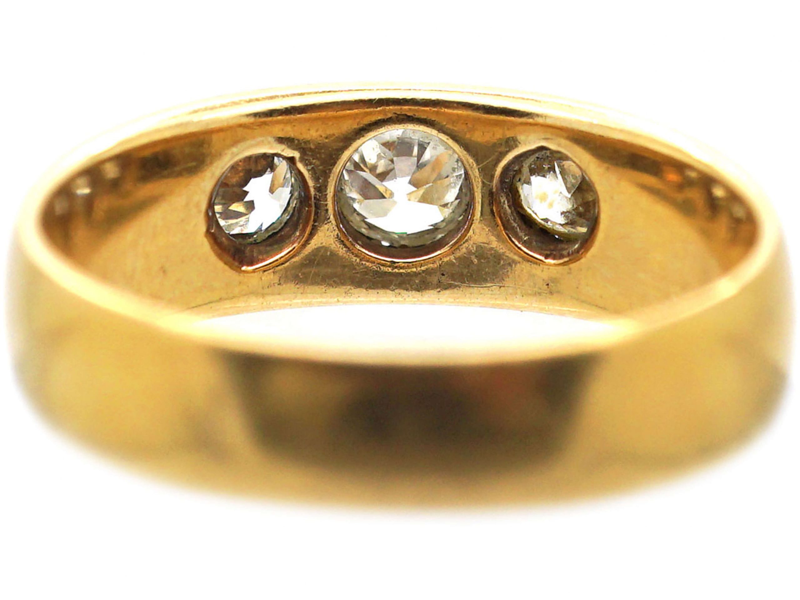 Victorian 18ct Gold Three Stone Diamond Rub Over Set Ring (42U) | The ...