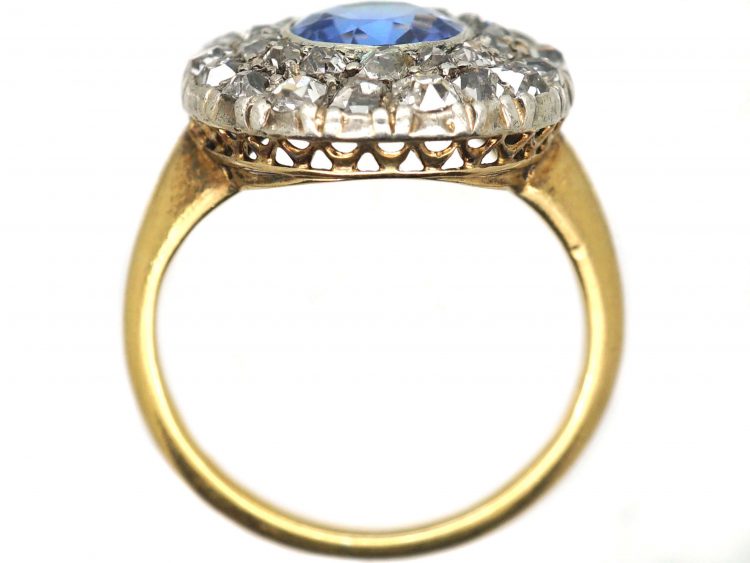 Early Victorian 18ct Gold, Sapphire & Diamond Cluster Ring