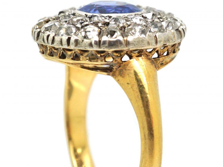 Early Victorian 18ct Gold, Sapphire & Diamond Cluster Ring
