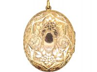 Victorian 9ct Gold & Two Colour Gold Overlay Locket with Flowers & Leaves Motif