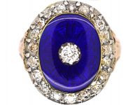 Georgian 15ct Gold, Diamond & Blue Enamel Firmament Ring