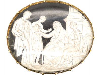 Georgian 15ct Gold Sulphide Brooch of Cornelia, Showing her Children as Her Only Ornaments