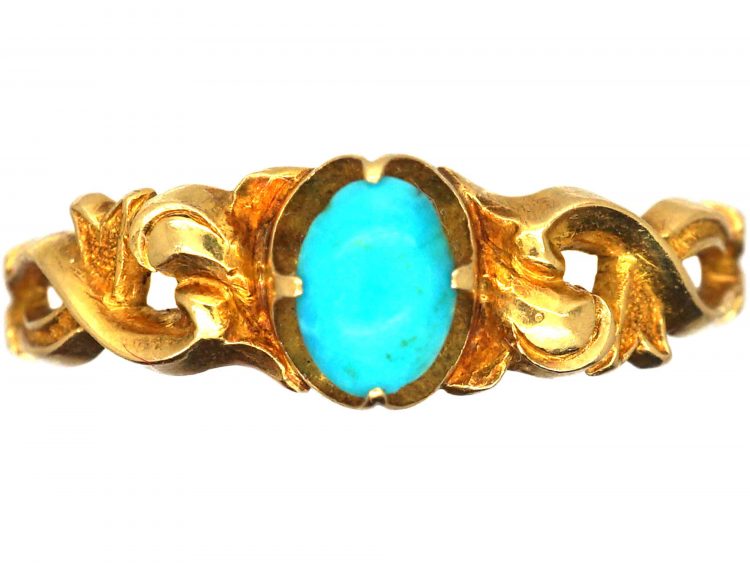 Regency 15ct Gold Ornate Ring set with a Turquoise