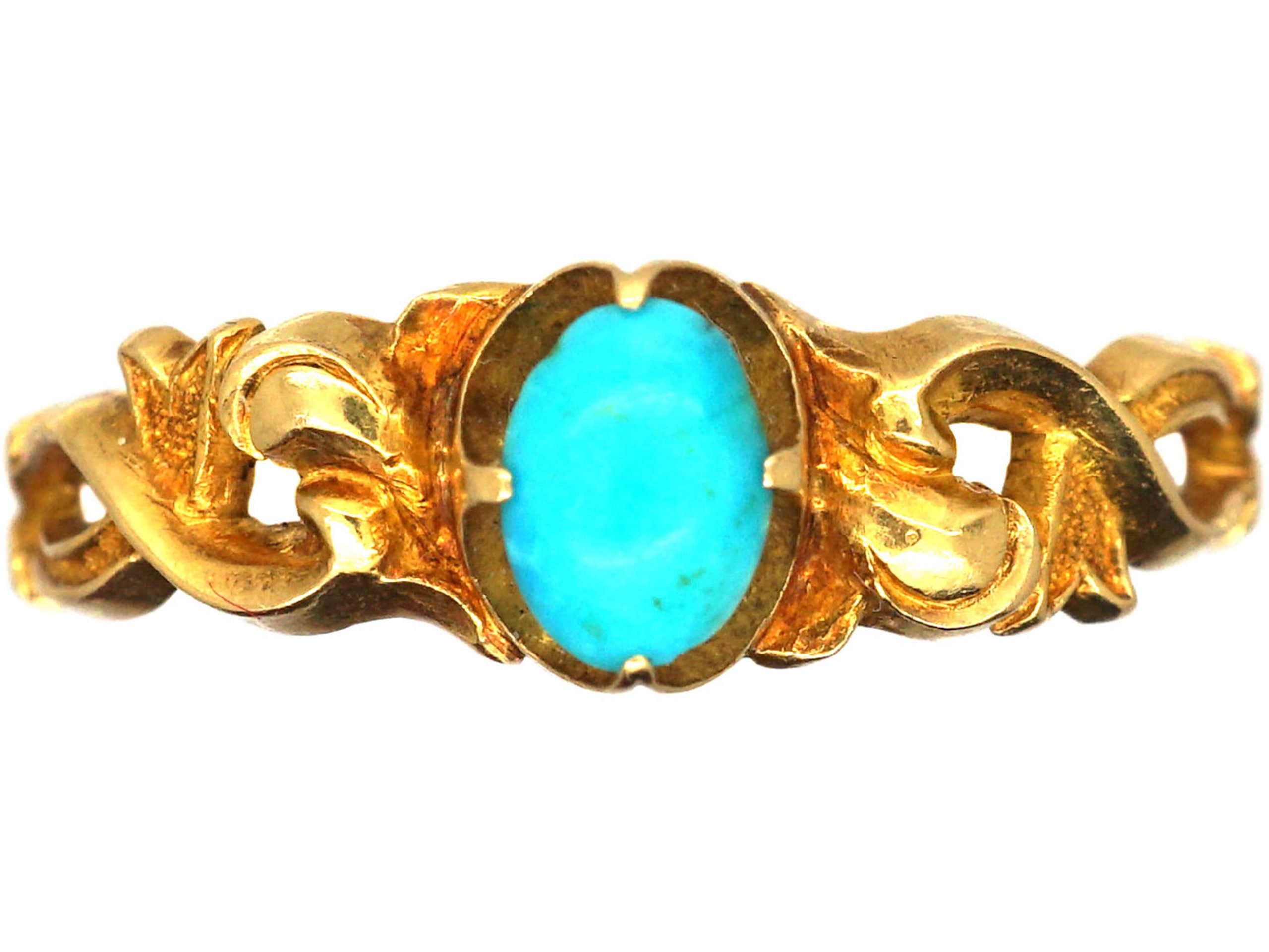 Regency 15ct Gold Ornate Ring set with a Turquoise (58U) The Antique