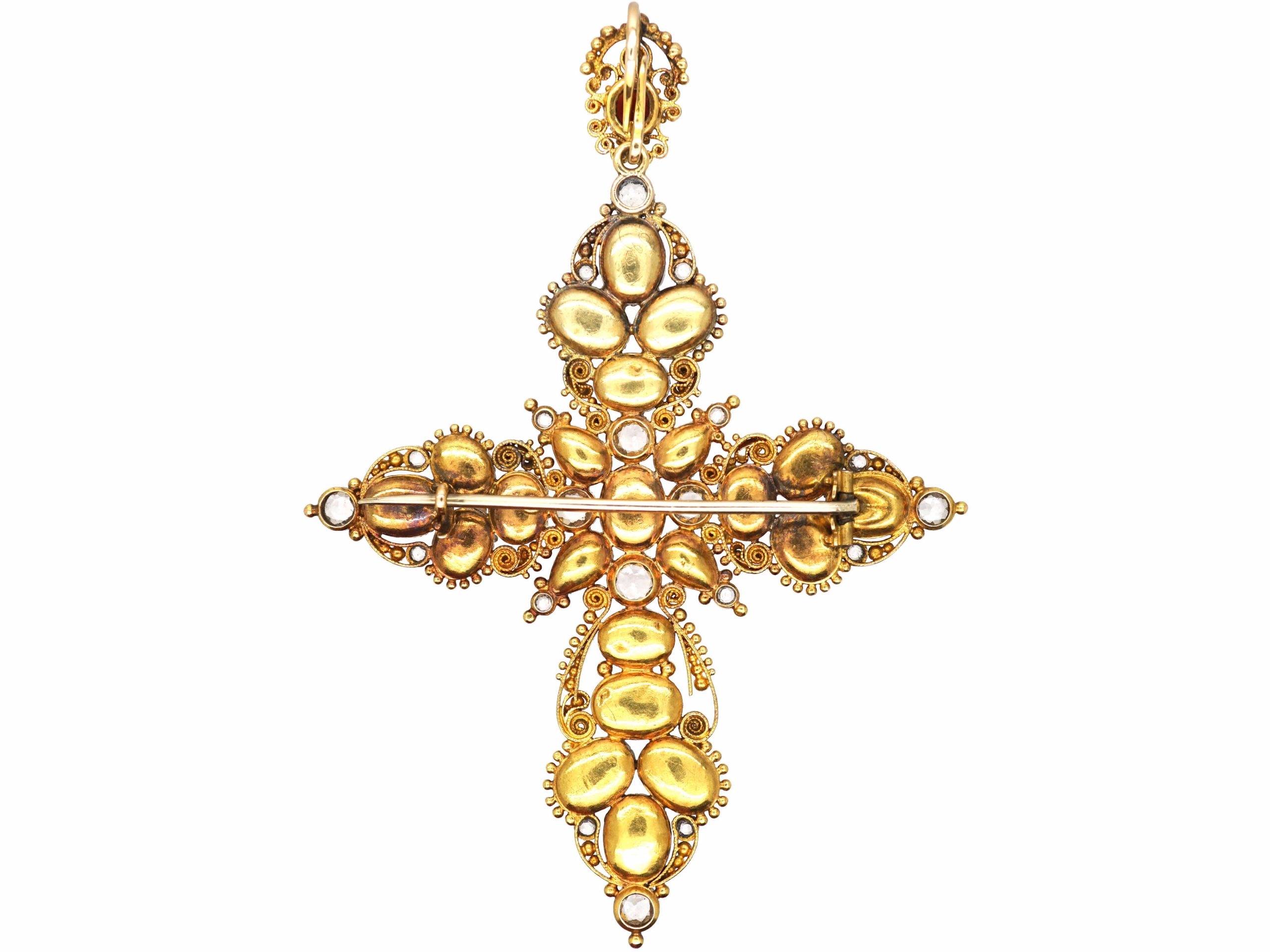 Georgian 15ct Gold, Almandine Garnet & Rock Crystal Cross (1000T) | The ...