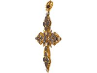 Georgian 15ct Gold, Almandine Garnet & Rock Crystal Cross