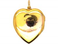 Edwardian Large 15ct Gold Heart Shaped Locket set with a Diamond