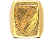 French Early 20th Century 18ct Gold Signet Ring with Eagle's Heads within a Shield