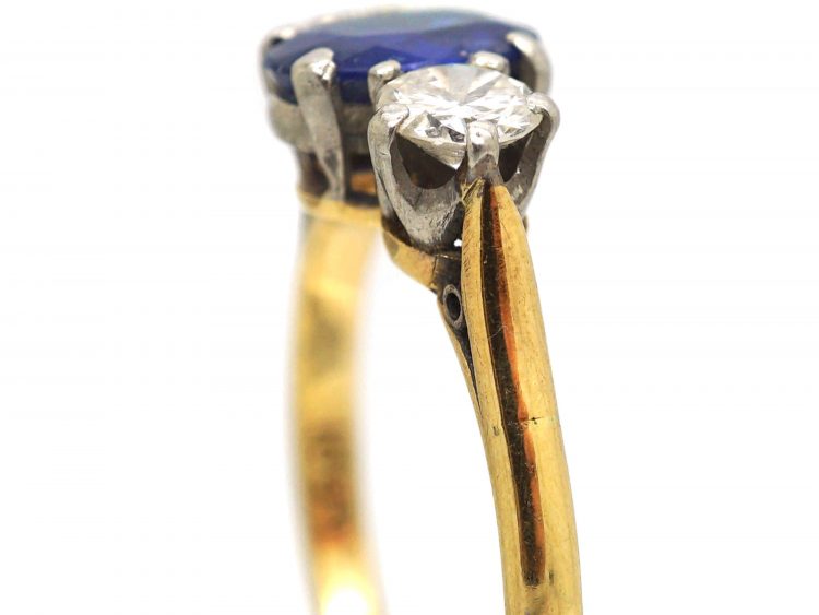 Early 20th Century 18ct Gold, Sapphire & Diamond Three Stone Ring