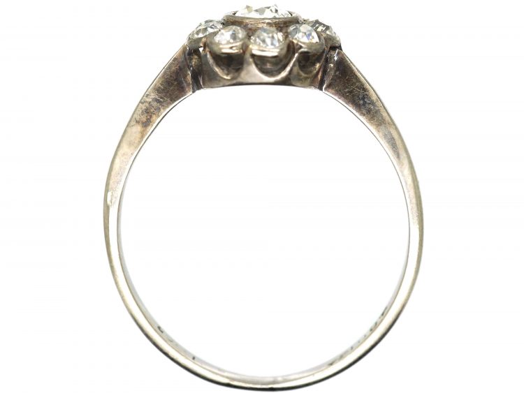 Edwardian 18ct White Gold & Platinum, Diamond Daisy Cluster Ring